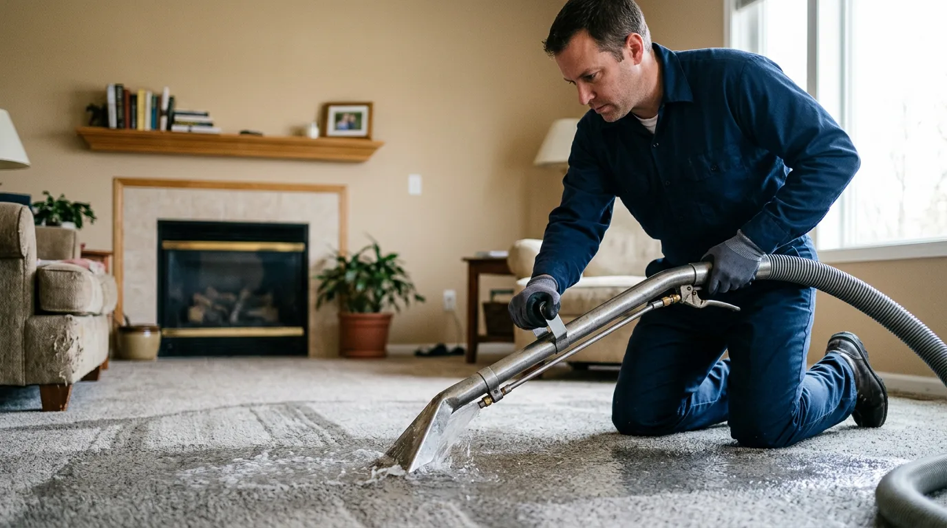 Water damage restoration technician working near Walhalla, ND
